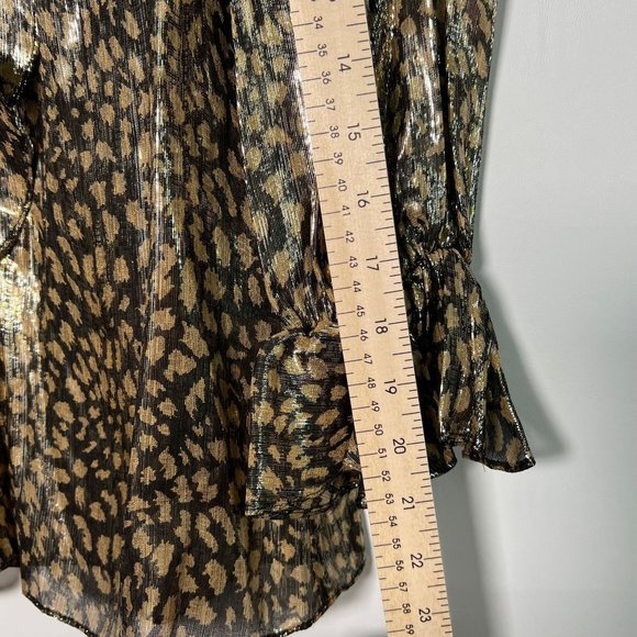 NWT alice + olivia SILK Blend‎ Leopard Print V neck Ruffle Trim Blouse SMALL - Picture 8 of 15